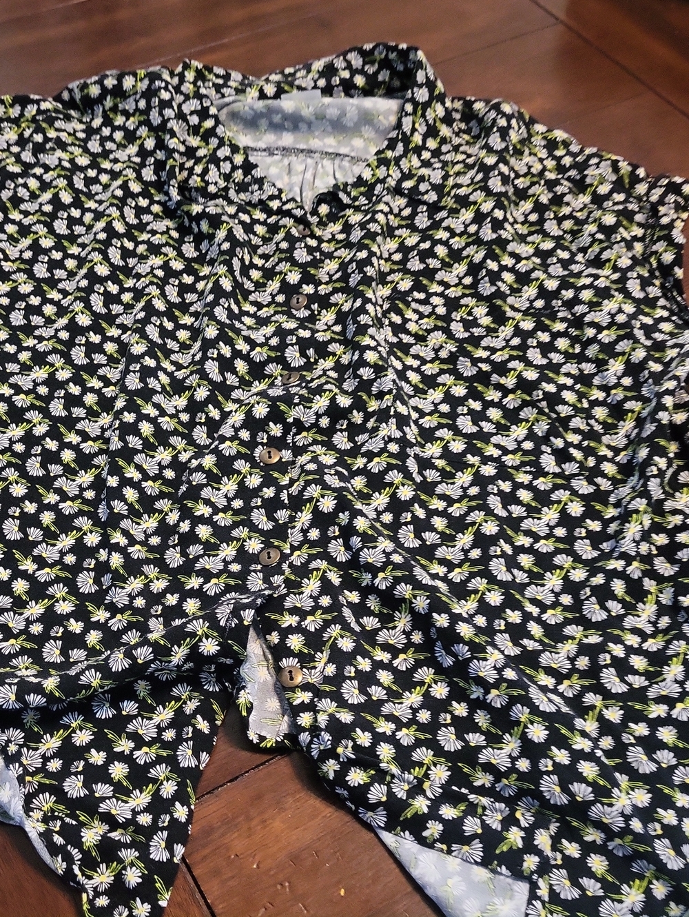 No Boundaries Black Floral Button-Up Top